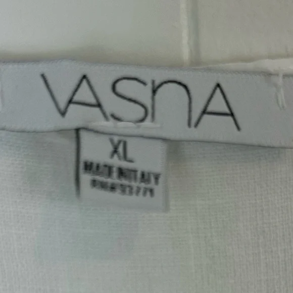 Vasna White Linen Maxi Dress Patch Pockets Sleeveless Women’s XL Made in Italy - Picture 9 of 9